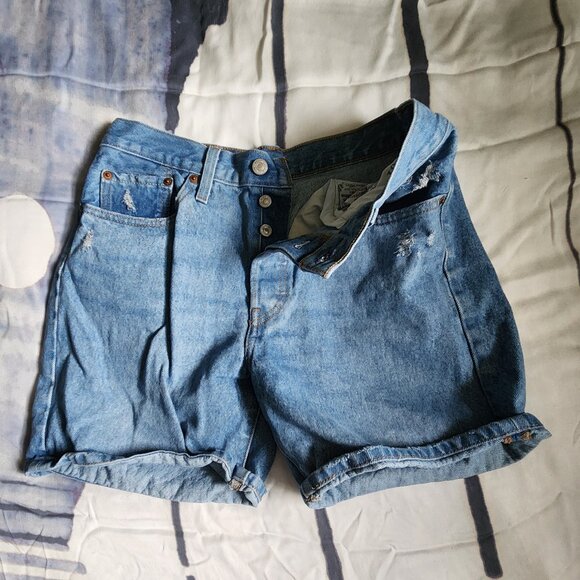 Levis 501 Lot of 2 Womens Jean Shorts 100% Cotton Size 27/28 - Picture 13 of 16